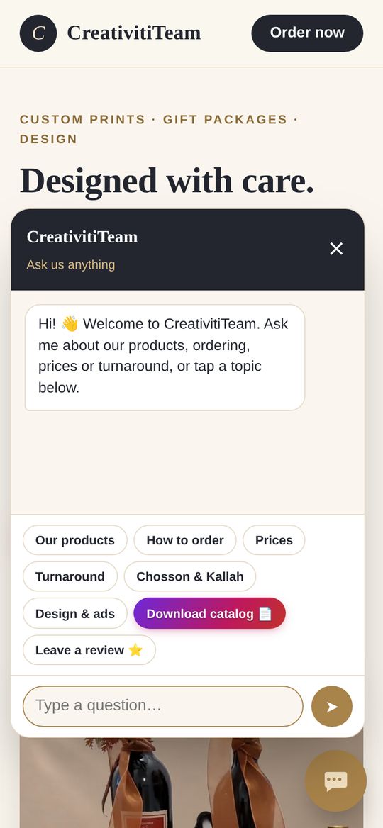 Chat assistant open on a phone